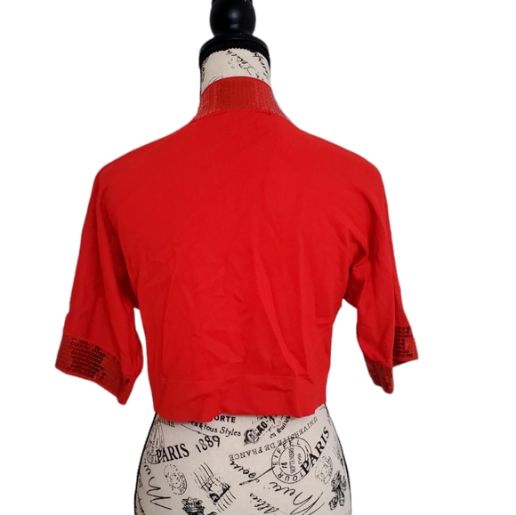 Ronni Nicole Cropped Shortsleeve Sequin Cardigan (BY10) - Picture 3 of 6